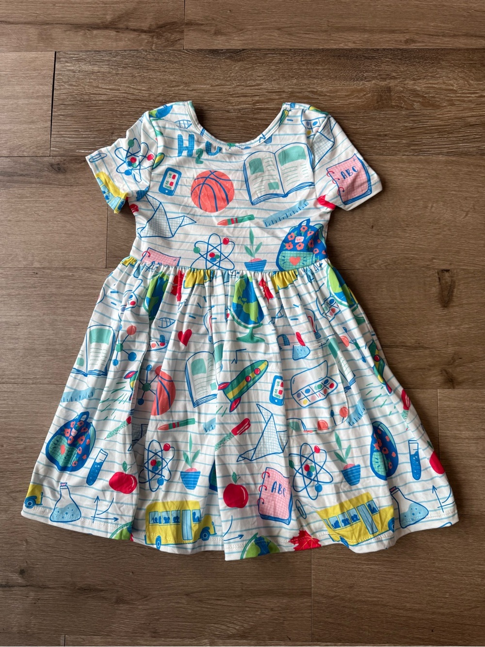 Mila and Rose Girls' White School-Themed Short Sleeve Dress Size 4T